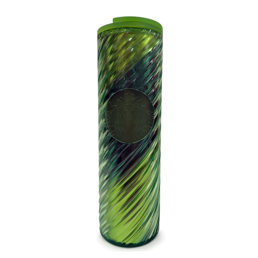 STARBUCKS 2022 Winter Swirl Textured 16 oz Cold Drink Tumbler Green NWT